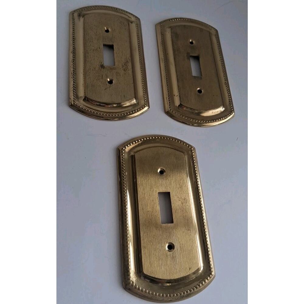 Set Of 3 Solid Brass Outlet Covers No Screws